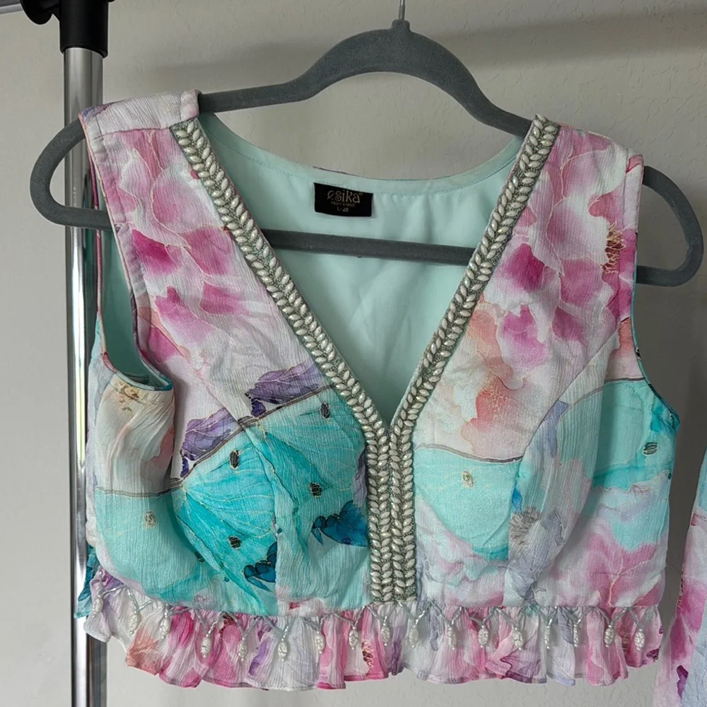 Floral Palazzo Pants Set - Multicolor - Picture 3 of 6